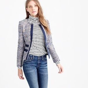 J Crew Metallic Tweed Jacket with grosgrain trim